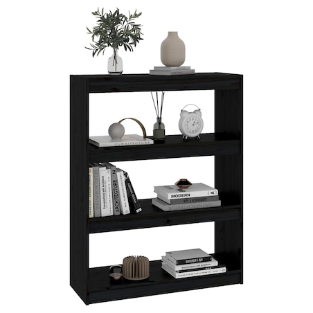 vidaXL Regał na książki/przegroda, czarny, 80x30x103,5 cm, sosnowy