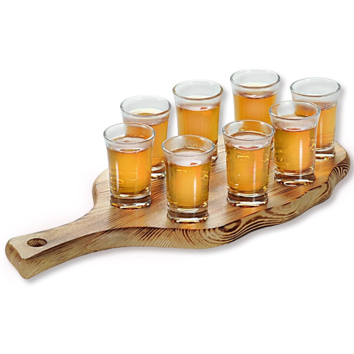 Kesper Deska do szotów 38 x 17 x 2 cm, zestaw z 8 kieliszkami, FSC