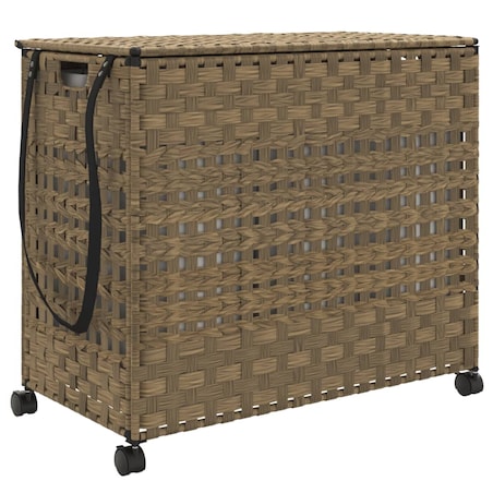 vidaXL Kosz na pranie z kółkami, 66x35x60 cm, rattan