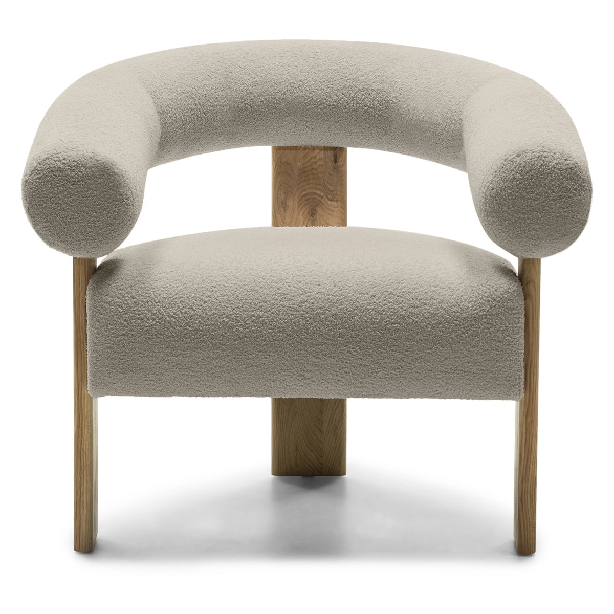 Fotel wypoczynkowy brązowoszary bouclé/dąb Ilady