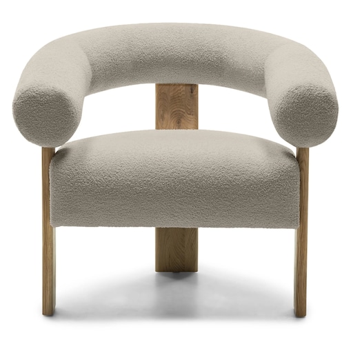 Fotel wypoczynkowy brązowoszary bouclé/dąb Ilady