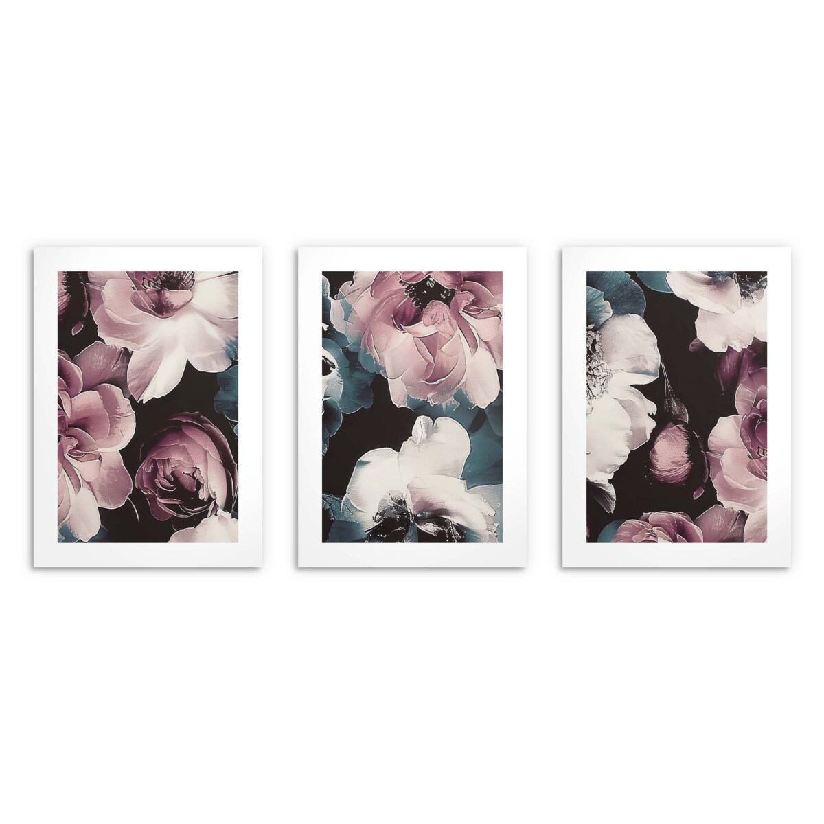 Obrazy na ścianę Plakaty ścienne w Czarnej ramie Kwiaty Zestaw do sypialni