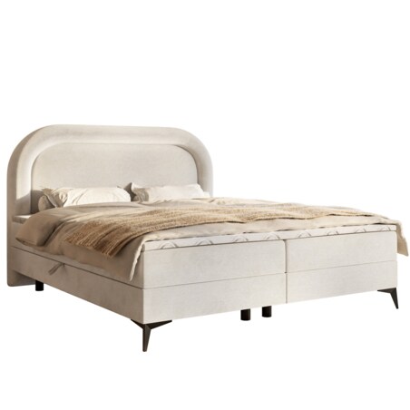 Łóżko kontynentalne ROSSINI w stylu skandynawskim- jasny beżowy