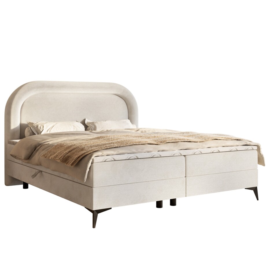 Łóżko kontynentalne ROSSINI w stylu skandynawskim- jasny beżowy