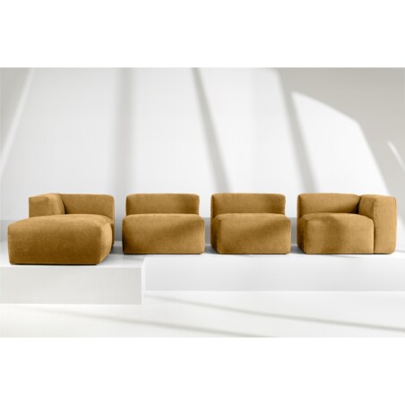 KONSIMO BUFFO Sofa narożna lewa 6-osobowa z wyjątkowo miękkim siedziskiem, kolor miodowy