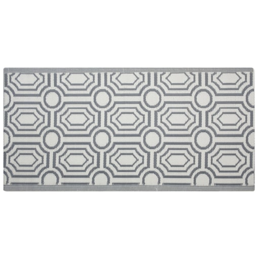 Dywan zewnętrzny dwustronny 90 x 180 cm szaro-biały BIDAR