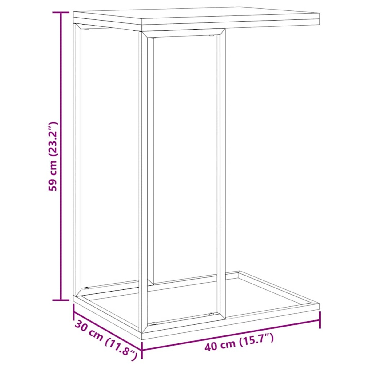 vidaXL Stolik boczny, czarny, 40x30x59 cm, materiał drewnopochodny