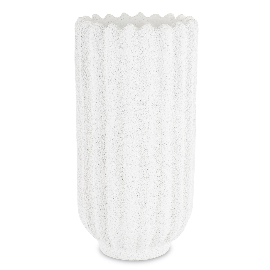Wazon cementowy prążkowany 28x14X14 cm BAKULA-3 biały