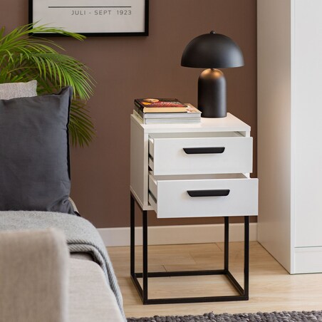 Konsimo RECTUS Zestaw stolików nocnych 2szt.w kolorze białym