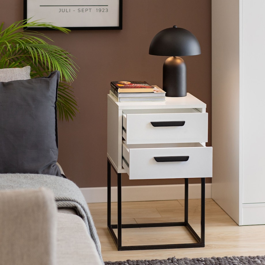 Konsimo RECTUS Zestaw stolików nocnych 2szt.w kolorze białym