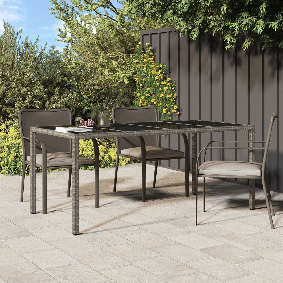 vidaXL Stół Jadalny Ogrodowy Szary 190x90x75 cm Polirattan