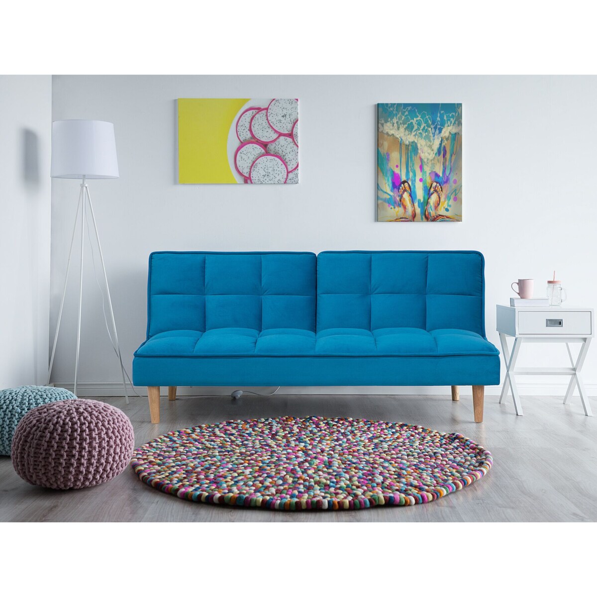 Sofa rozkładana niebieska SILJAN