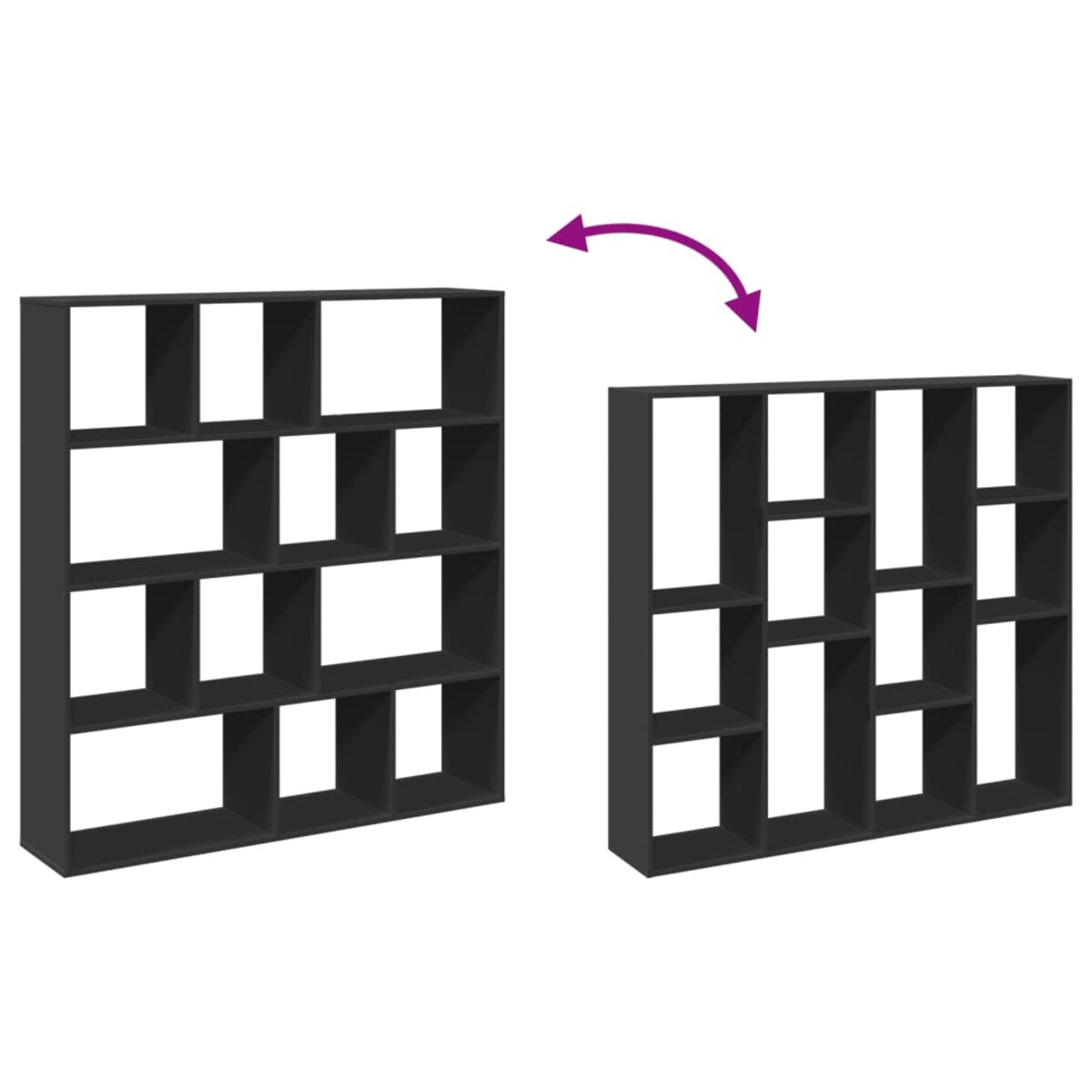 vidaXL Regał, czarny, 132x29x141,5 cm, materiał drewnopochodny