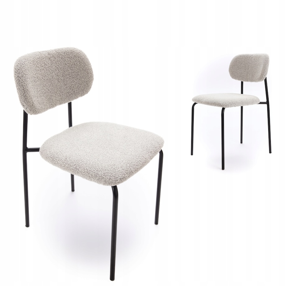 ZESTAW 2 SZTUK Krzesła NUVIA Szaro-Czarne Tapicerowane Nowoczesne Loft