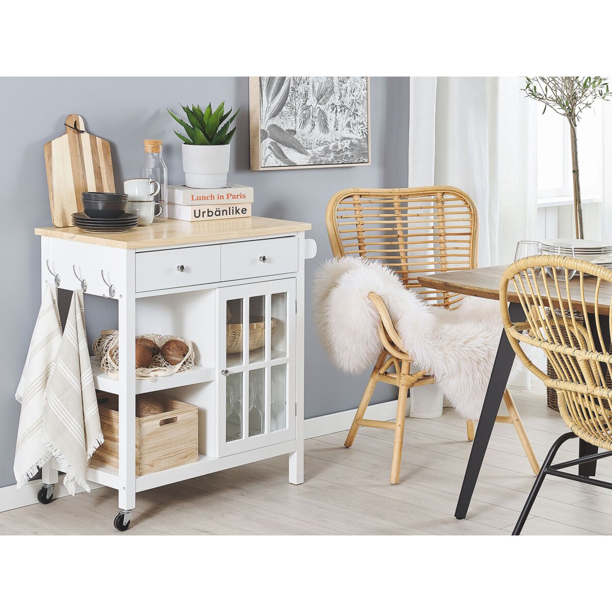 Wózek kuchenny 2 szuflady biały GENOA