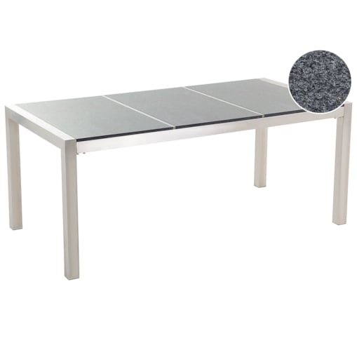 Stół ogrodowy granitowy dzielony blat 180 x 90 cm szary GROSSETO