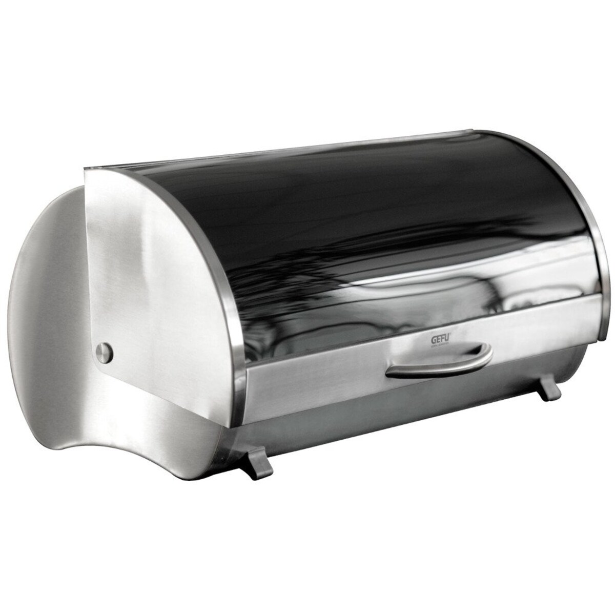 Chlebak w kształcie nerki, pojemnik na pieczywo ze szkła i stali z antypoślizgowymi nóżkami