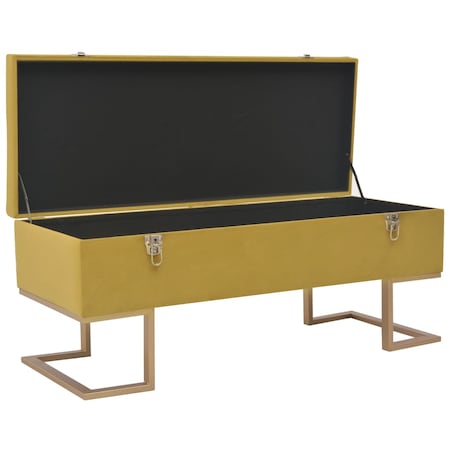vidaXL Ławka ze schowkiem, 105 cm, musztardowa, aksamitna