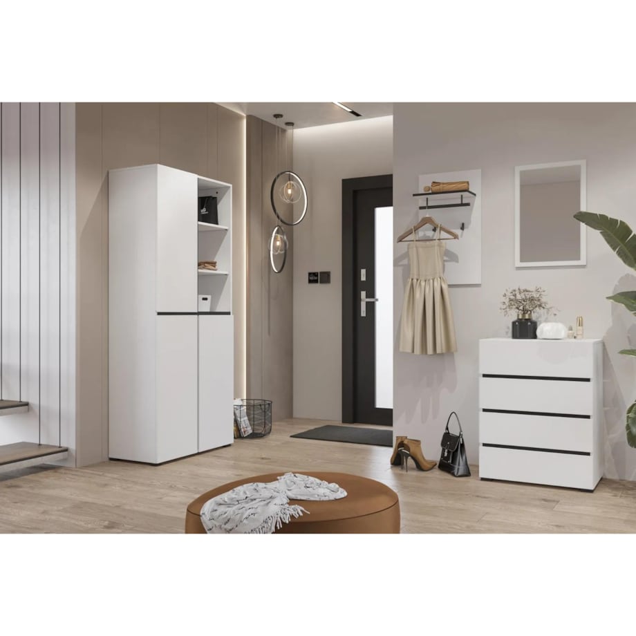 Komoda CROSS 4S 60cm biała/czarna