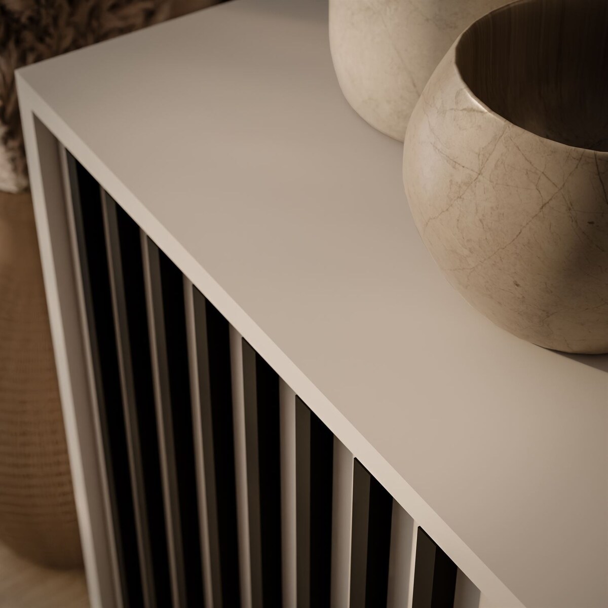 Komoda NELA 1D3S z lamelami, kaszmir + czarny