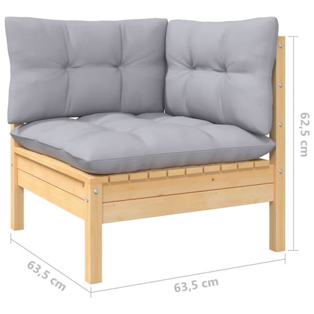 vidaXL 3-osobowa sofa ogrodowa z szarymi poduszkami, drewno sosnowe