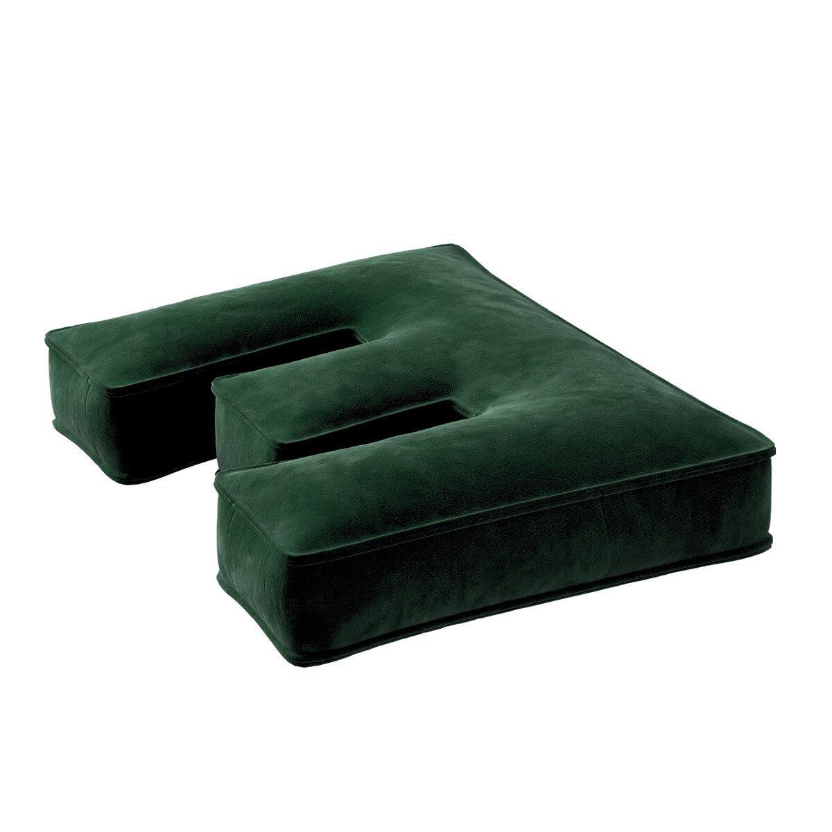 Poduszka literka E, butelkowa zieleń, 30x40cm, Posh Velvet