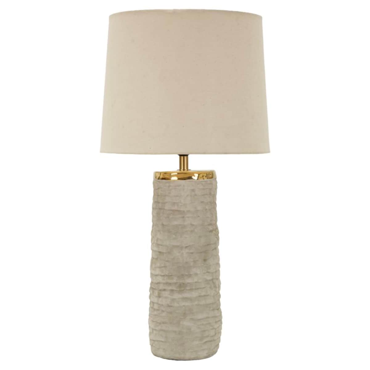 Lampa stołowa Lima, kolor szary i złoty, ceramika i żelazo, 37 x 37 x 73 cm, 1 x E27, max. 40 W, styl nowoczesny, do salonu i sypialni, Mauro Ferretti