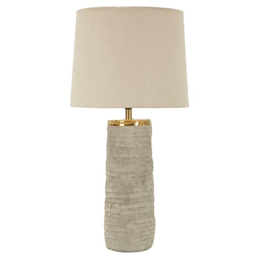 Lampa stołowa Lima, kolor szary i złoty, ceramika i żelazo, 37 x 37 x 73 cm, 1 x E27, max. 40 W, styl nowoczesny, do salonu i sypialni, Mauro Ferretti