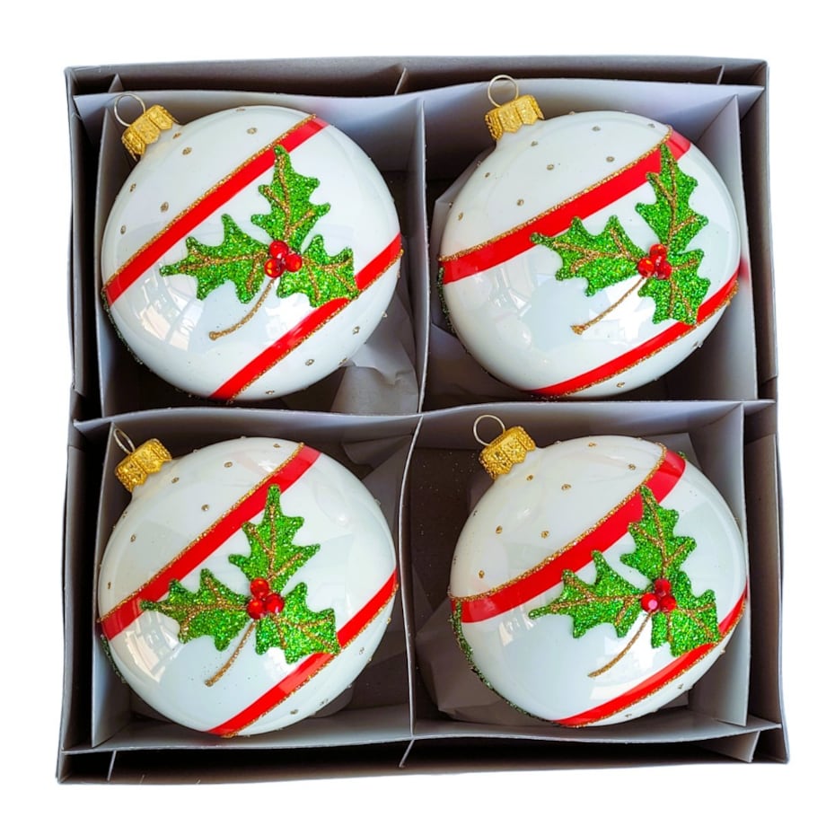 Bombka szklana 4 szt. FOLIUM VIRIDE Ø 120 mm