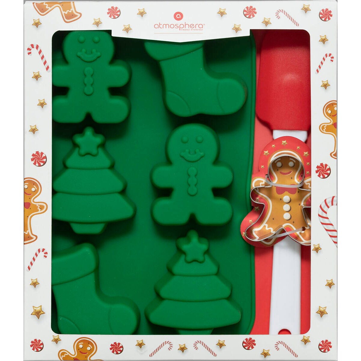 Świąteczny zestaw akcesoriów do pieczenia, foremka z łopatką i forma silikonowa