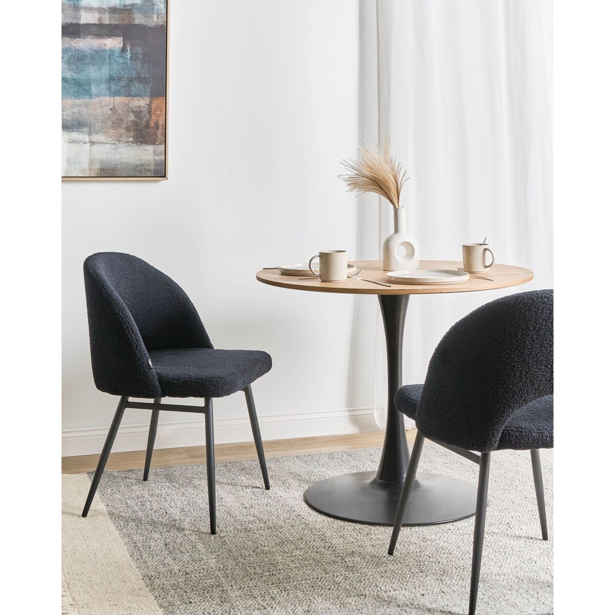 Zestaw 2 krzeseł do jadalni ONAGA Boucle Czarny