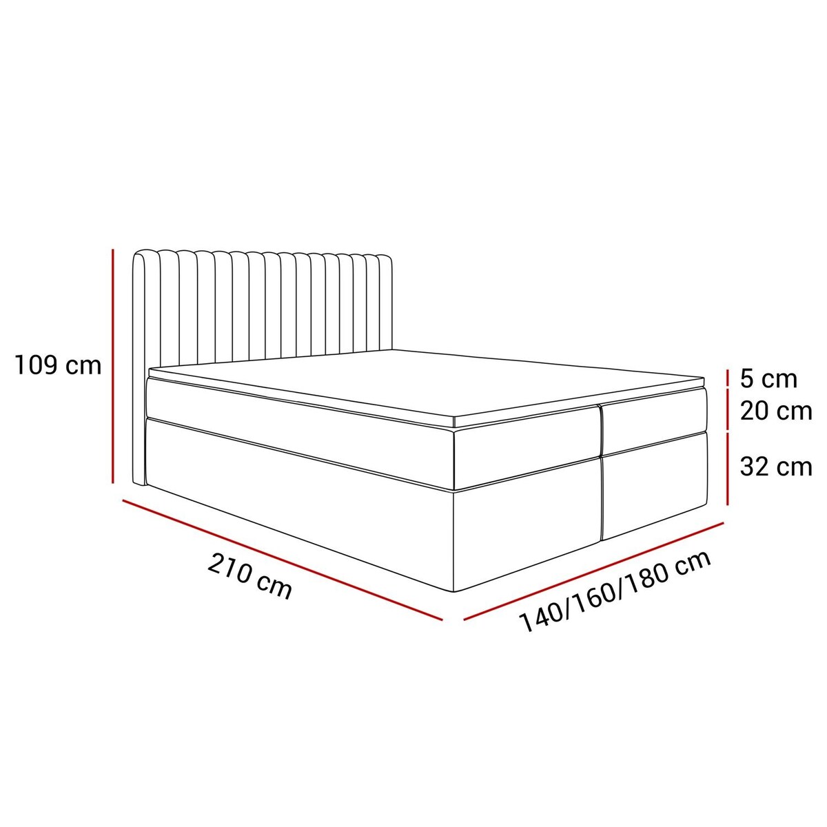 Łóżko kontynentalne JANELLE z materacem bonellowym, 160x200, Jasmine 96, topper