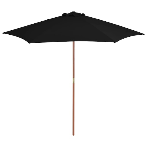 vidaXL Parasol ogrodowy na drewnianym słupku, czarny, 270 cm