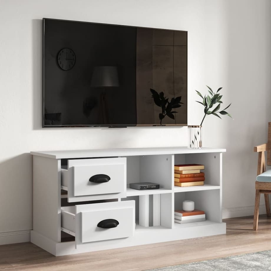 vidaXL Szafka pod TV, biała, 102x35,5x47,5 cm, materiał drewnopochodny