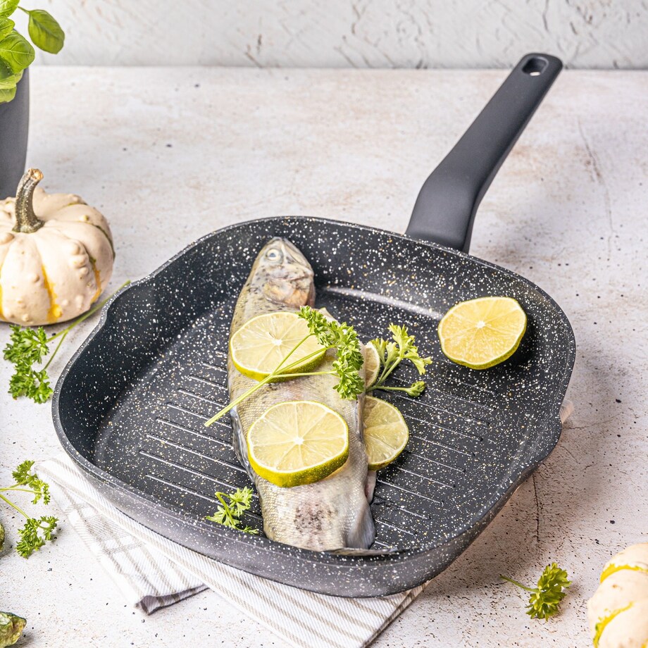 Patelnia grillowa z powłoką marmurową 24cm indukcja KLAUSBERG