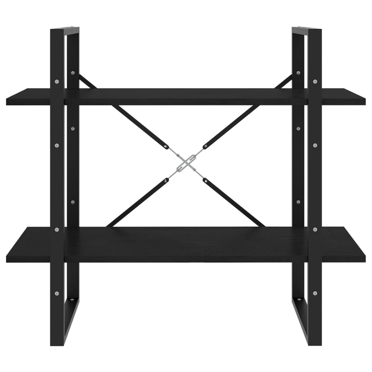 vidaXL Regał na książki, 2 półki, czarny, 80x30x70 cm, drewno sosnowe
