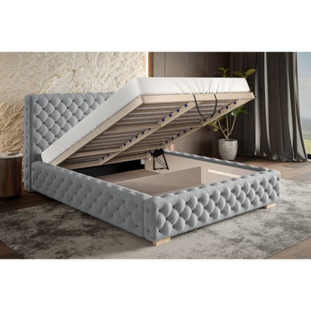 Łóżko z pojemnikiem 120x200 BEN 15 w tkaninie boucle-Catch Me 01 - ecru