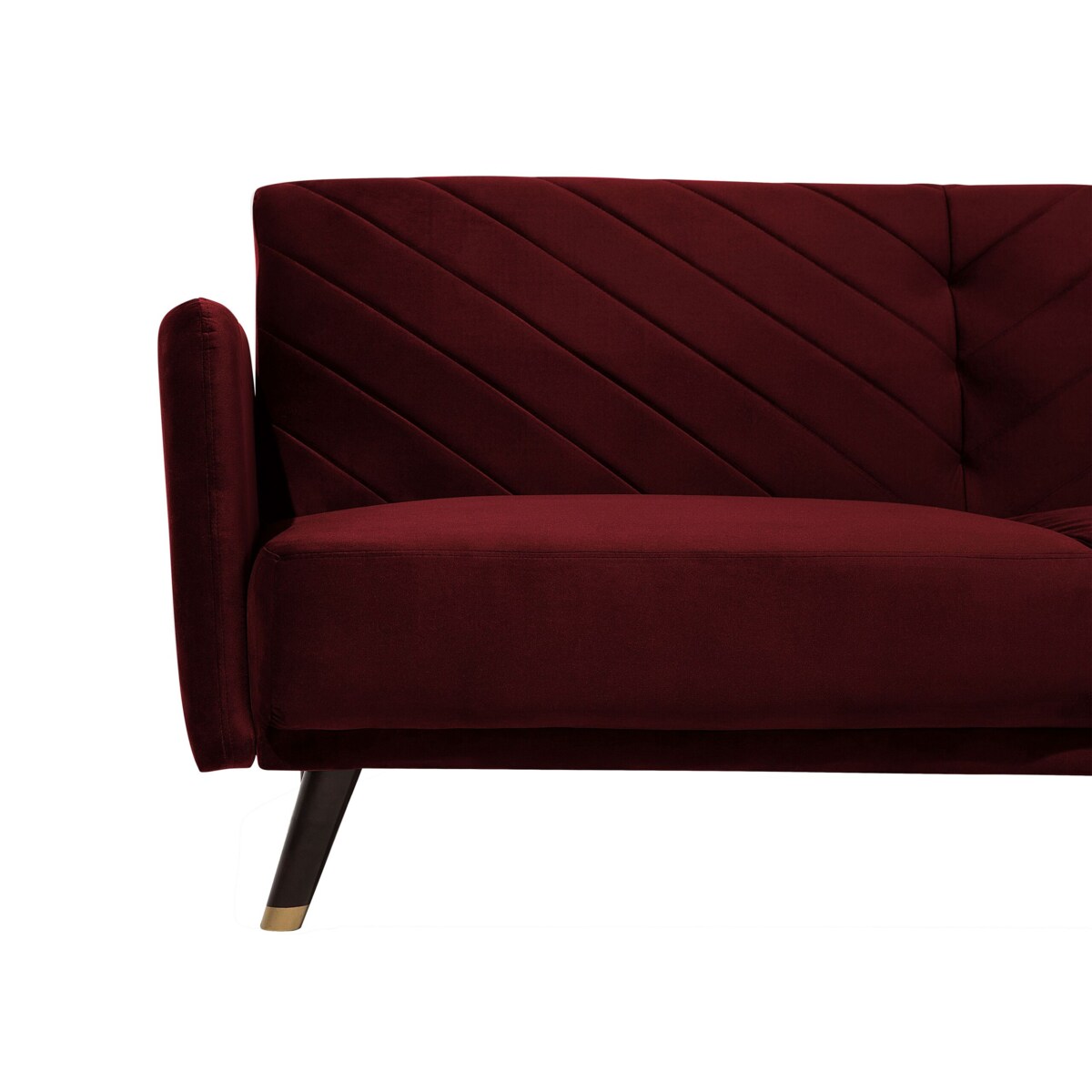 Sofa rozkładana welurowa bordowa SENJA