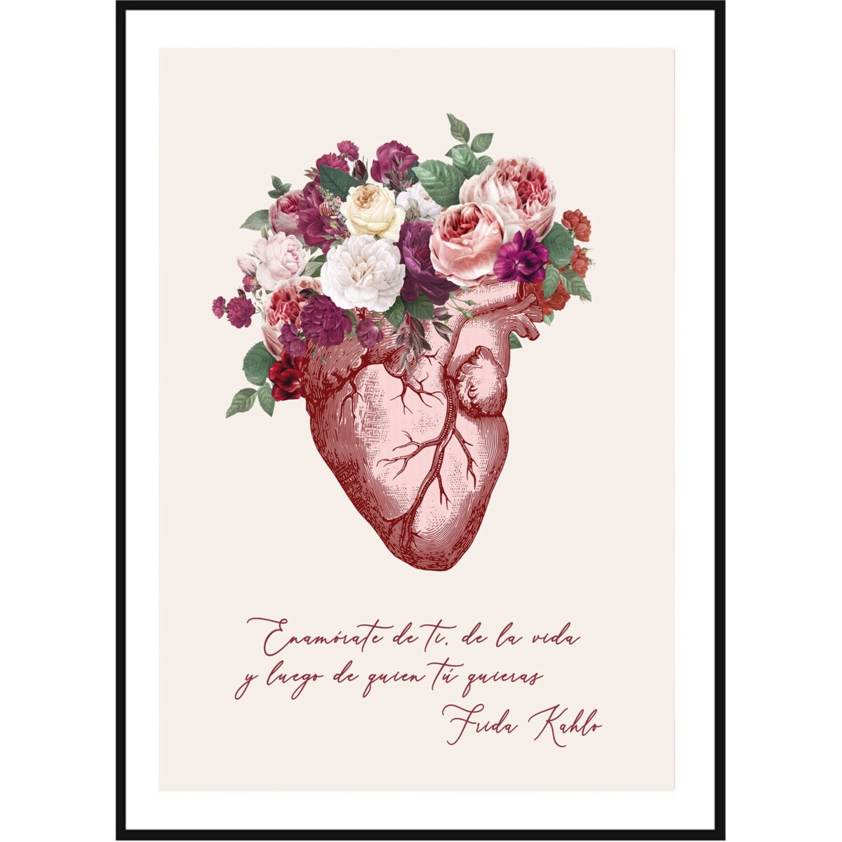 Poster Story, Plakat, Obraz - Frida Kahlo na Kwiatowym Tle, wymiary 60 x 84 cm