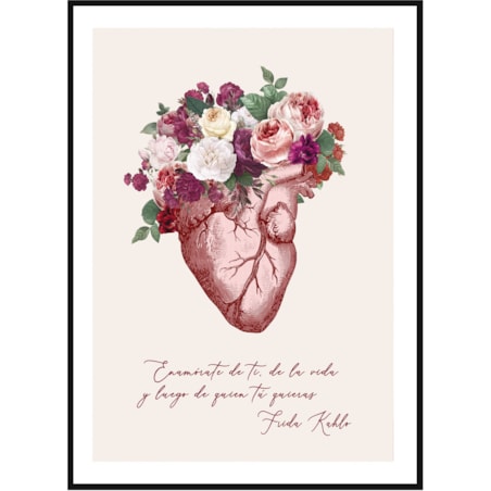 Poster Story, Plakat, Obraz - Frida Kahlo na Kwiatowym Tle, wymiary 60 x 84 cm