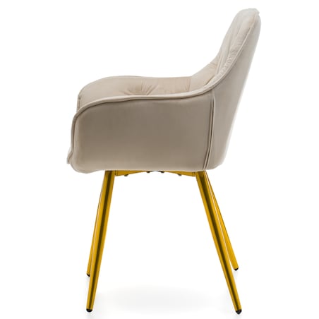 Krzesło tapicerowane pikowane do salonu jadalni SIENA beżowe złote nogi