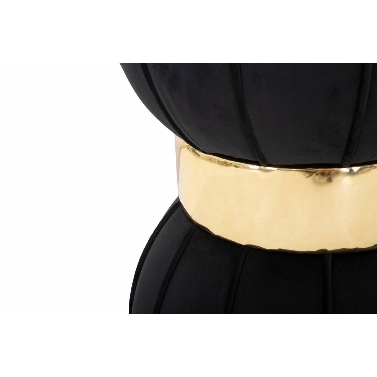 Stołek welurowy ze złotym detalem, Ø 40 cm