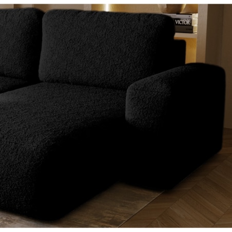 Narożnik Prawy ILO z funkcją spania i pojemnikiem na pościel, czarny