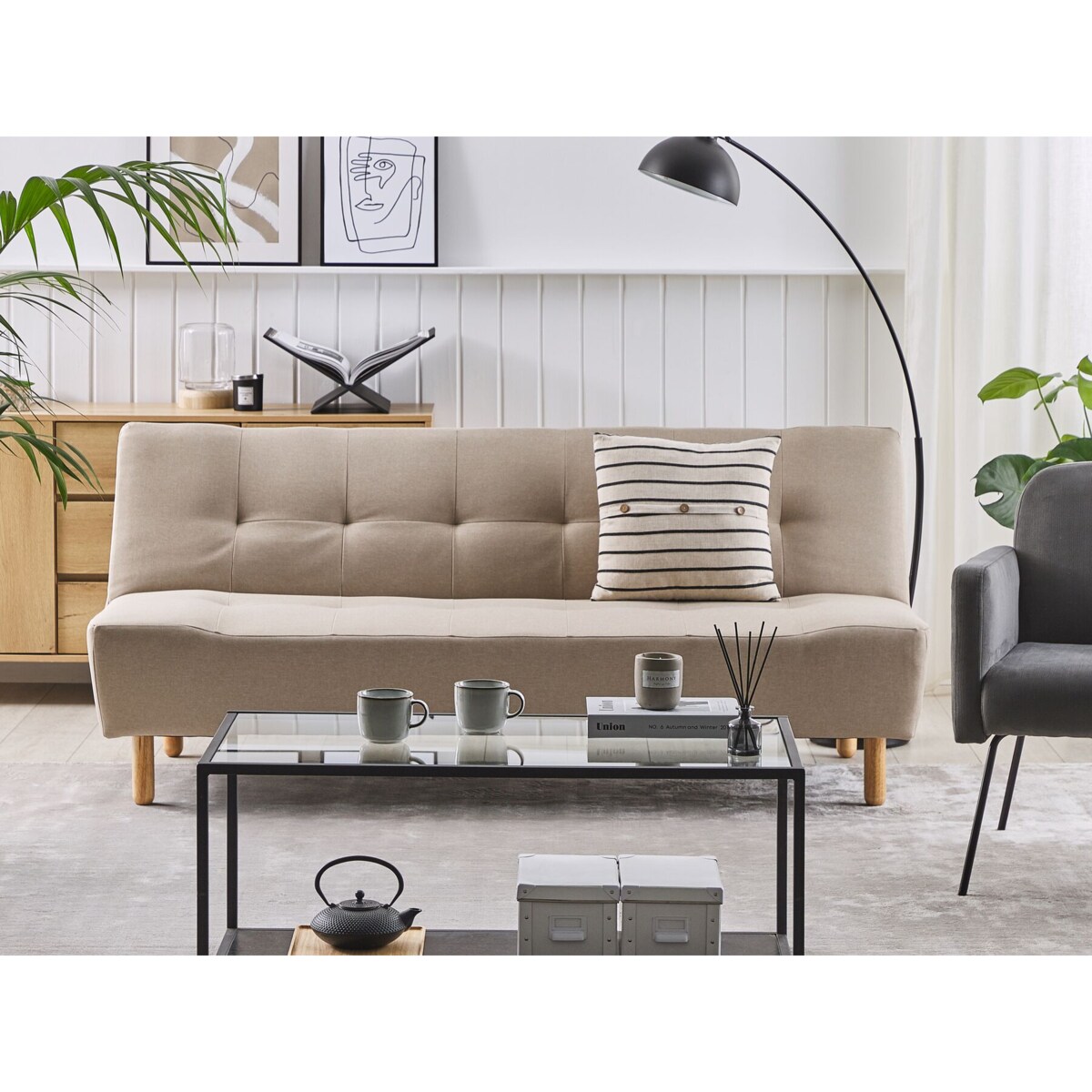 Sofa rozkładana beżowa ALSTEN