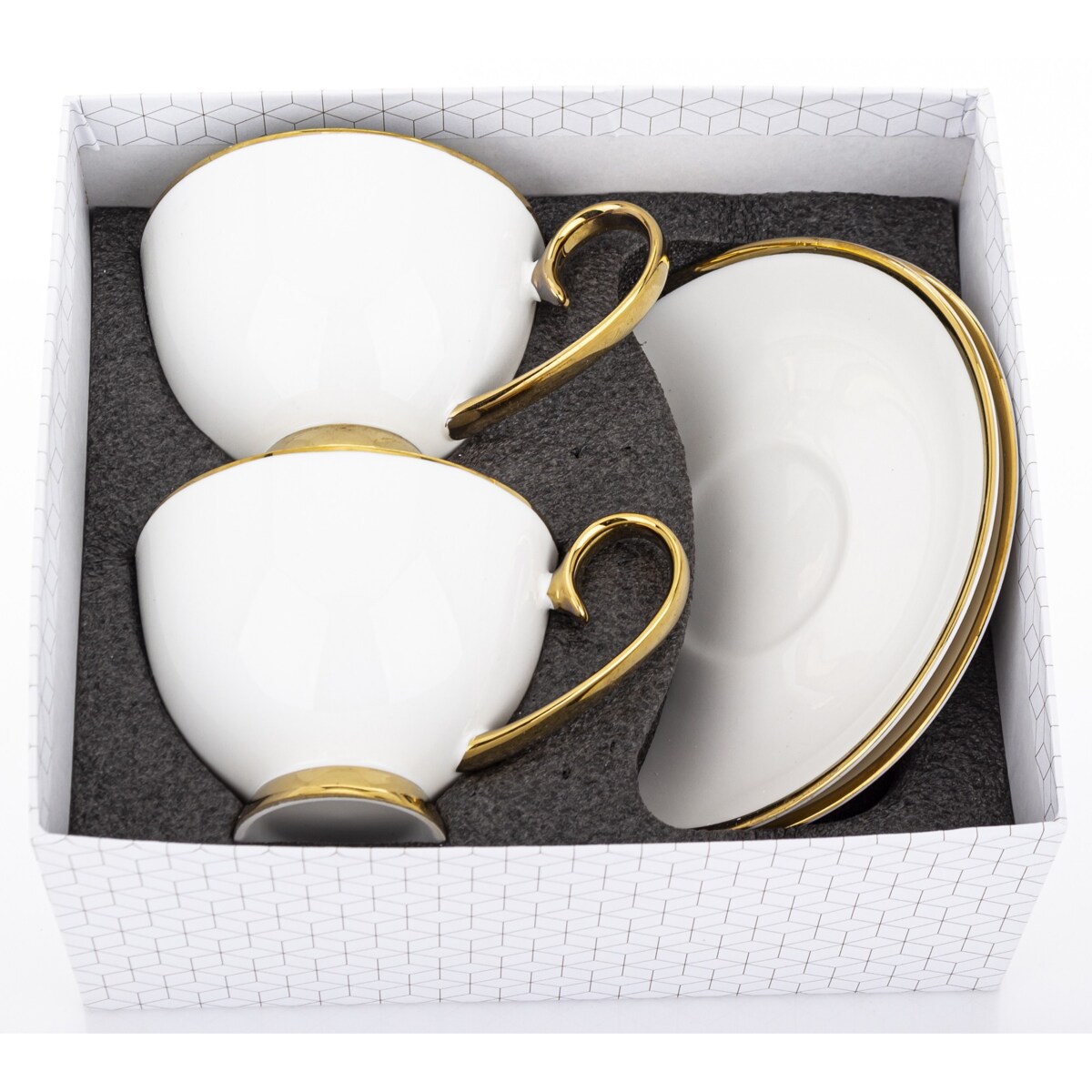 Komplet 2 filiżanek porcelanowych 250 ml ze spodeczkiem MARISCA