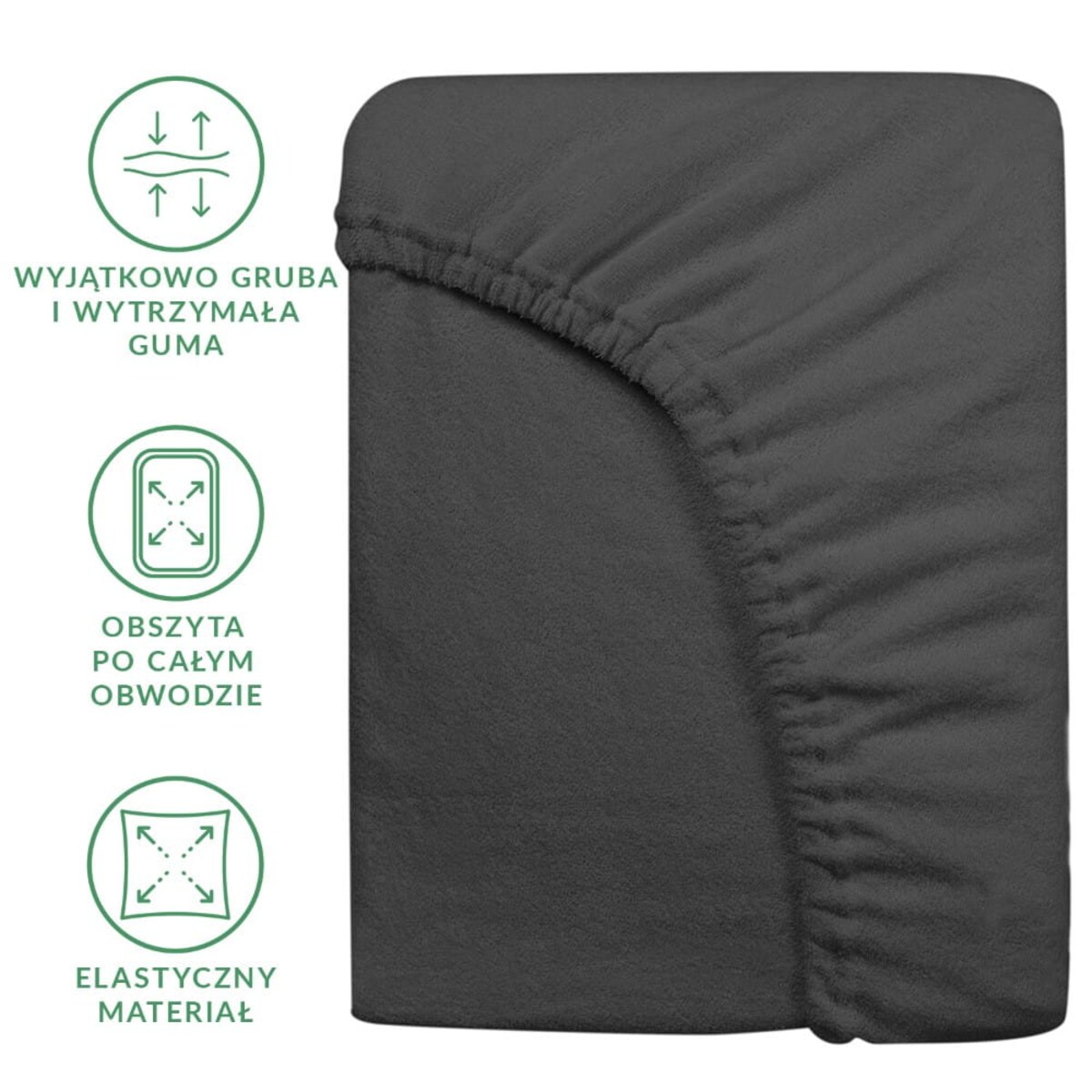 Prześcieradło z bawełny frotte z gumką 140x200 kolor antracyt