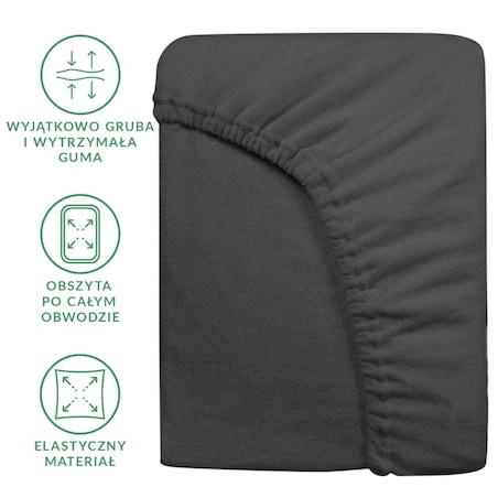 Prześcieradło z bawełny frotte z gumką 140x200 kolor antracyt