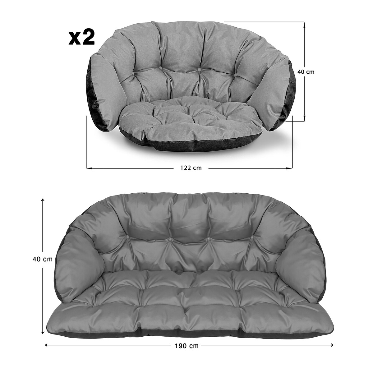 Poduszki Ogrodowe Zestaw Na Meble Ogrodowe Dwa Krzesła 122X40 Kanapa 190X40
