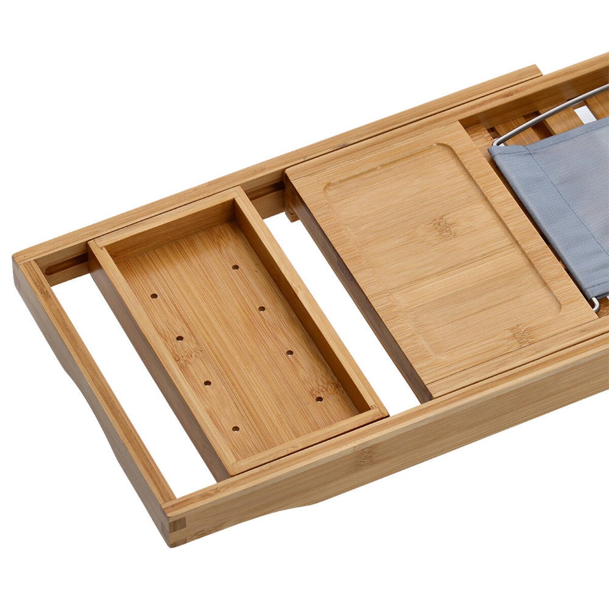 Półka na wannę, bambusowa z podstawką na książkę, 70 cm