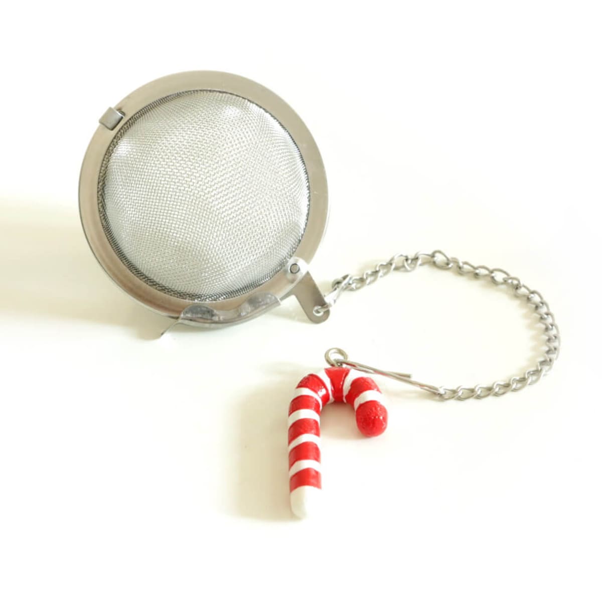 Metalowy zaparzacz laska kulka - akcesoria do parzenia ze świątecznym bożonarodzeniowym motywem - idealny do parzenia herbaty, ziół, wielokrotnego użytku